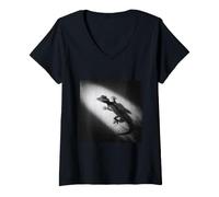 Women's Gecko Detective Noir Spy Reptile in A Fedora Hat V-Neck T-Shirt