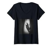 Women's Gecko Wearing Hat Noir Detective Spy Lizard V-Neck T-Shirt