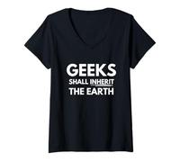 Womens Geeks shall inherit the earth V-Neck T-Shirt