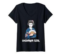 Womens Geisha Girl Japan V-Neck T-Shirt