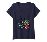 Womens Gemini Air Sign Social Loyal Creative V-Neck T-Shirt