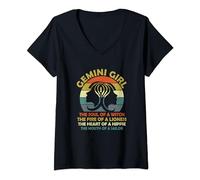 Womens Gemini Girl The Soul Of Witch The Fire Astrology Zodiac Sign V-Neck T-Shirt