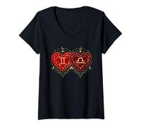 Women's Gemini Scorpio Love Shirt Valentines Day Zodiac Magic Match V-Neck T-Shirt
