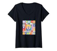 Womens Gemini Zodiac Sign Bauhaus Style - Modern Astrology Art V-Neck T-Shirt