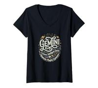 Women's Gemini Zodiac Sign Horoscope Star Signs Traits Astrology V-Neck T-Shirt