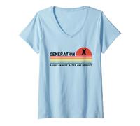 Womens GEN X Raised On Hose Water And Neglect, Humor Generation X V-Neck T-Shirt
