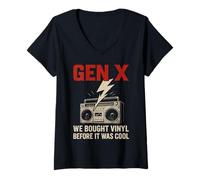 Womens Gen X We Bought Vinyl Before It Was Cool V-Neck T-Shirt