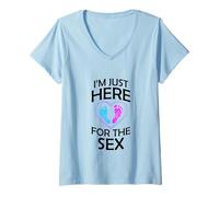 Womens Gender Reveal Gifts Mom Dad I'm Just Here for The Sex V-Neck T-Shirt