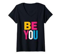 Womens Genderfluid Pride Be You Retro Unisex Freedom V-Neck T-Shirt