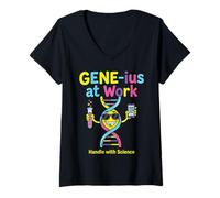 Women's Gene ius at Work Handle with Science V-Neck T-Shirt
