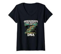 Women's Genealogists are People Too According to DNA Funny V-Neck T-Shirt