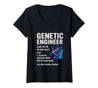 Womens Genetic Engineer Definition Funny DNA CRISPR Biology Lab V-Neck T-Shirt