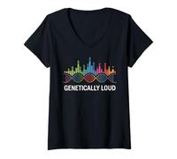 Womens Genetically Loud DNA Soundwave V-Neck T-Shirt