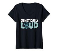 Womens Genetically Loud DNA Soundwave V-Neck T-Shirt