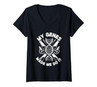 Womens Genetics Design, Genes & DNA For A Geneticist V-Neck T-Shirt