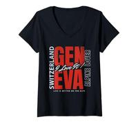 Womens Geneva Switzerland Travel Gift Graphic Design V-Neck T-Shirt