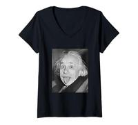 Women's Genius Scientist Tongue Out 1951 - Retro Physics Legend Art V-Neck T-Shirt