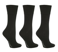 Womens Gentle Grip Plain Socks By Sock Shop Honeycombe Wide Top 6pk 4-8 Blacks