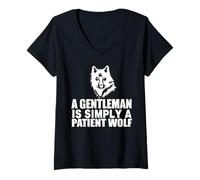 Women's Gentleman Wolf Quote Motivational Inspirational V-Neck T-Shirt