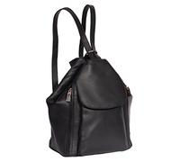 Womens Genuine Leather Backpack 'ROME' Black Rucksack Organiser Bag 23x30x15cm