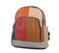 Women's Genuine Leather Backpack Small Patchwork City Backpack Leather Backpack with Zip Adjustable Straps Designed in Italy