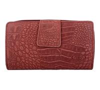 Womens Genuine Leather Bi-Fold RFID Protected Clutch/Matinee Purse with Croc Design - Dark Red