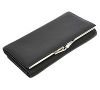 Women's Genuine Leather Clutch Purse with Metal Frame Clasp A002 Black | RFID Protected, Envelope Style, Multiple Card Slots, Zip Coin Pocket, Multi-Colour Options