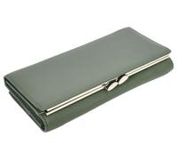 Women's Genuine Leather Clutch Purse with Metal Frame Clasp A002 Olive | RFID Protected, Envelope Style, Multiple Card Slots, Zip Coin Pocket, Multi-Colour Options