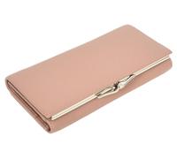 Women's Genuine Leather Clutch Purse with Metal Frame Clasp A002 Pink | RFID Protected, Envelope Style, Multiple Card Slots, Zip Coin Pocket, Multi-Colour Options