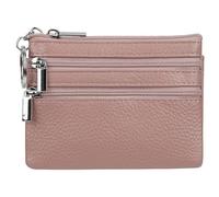 Women's Genuine Leather Coin Purse Mini Pouch Change Wallet with Keychain（Purple）