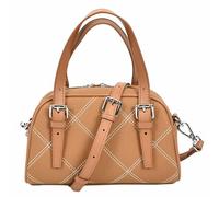 Women's Genuine Leather Satchel Handbag Quilted Stitch Design Top Handle Purse with Long Strap Anya (Tan)