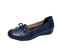 Women's Genuine Leather Soft Sole Ballerinas, Slip-Comfortable Casual Shoes for Mothers,Royal Blue,7.5 UK