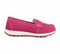 Womens Genuine Leather Suede Chunky Boat Deck Shoe Loafer ABSOLUTE FOOTWEAR Fuchsia 7