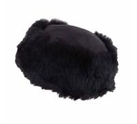 Womens Genuine Sheepskin Cossack Style Hat with Double Face Crown - Black - Medium