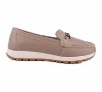 Womens Genuine Smooth Leather Easy Slip On Loafer Shoes, Chunky Sole ABSOLUTE FOOTWEAR Fawn 7