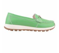 Womens Genuine Smooth Leather Easy Slip On Loafer Shoes, Chunky Sole ABSOLUTE FOOTWEAR Light Green 8