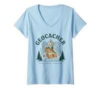 Women's Geocacher Find Hide Explore Adventure Design V-Neck T-Shirt