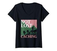Women's Geocaching Geocache Not Lost Just Caching V-Neck T-Shirt