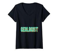 Women's Geologist Retro Style Earth Science Design V-Neck T-Shirt