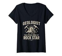 Womens Geologist The Other Kind of Rock Star Funny Mountain Pun V-Neck T-Shirt