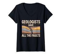 Womens Geologists Have All The Faults Funny Geology V-Neck T-Shirt