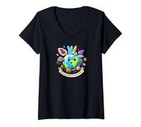 Womens Geology Rocks My World Cute Earth Crystals Science Lover V-Neck T-Shirt