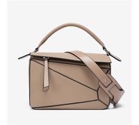 Womens Geometric Design Handbags, 9.6x4.1x6.7in Grain Crossbody Bag Mini Top Handle Bag (Khaki)