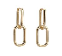 Women's Geometric Oval Earrings Simple Metal Type Removable Earrings Bridal Jewelry Gift Minimalist Jewelry Silver Interlocking Circle Dangle Oval Hoop Earrings With Music Notes, gold, One Size