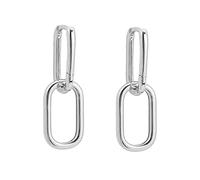 Women's Geometric Oval Earrings Simple Metal Type Removable Earrings Bridal Jewelry Gift Minimalist Jewelry Silver Interlocking Circle Dangle Oval Hoop Earrings With Music Notes, silver, One Size