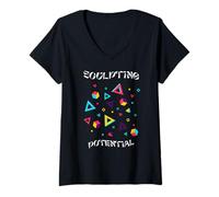 Women's Geometric Shapes Abstract Mind Creative Energy Expression V-Neck T-Shirt