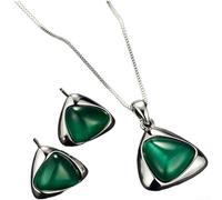 Women's Geometric Triangle Jewelry Set, Cat Eye Stone