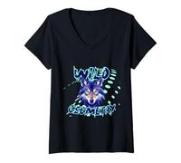 Womens Geometric Wolf Head - Polygonal Abstract Animal Graphic 4 V-Neck T-Shirt