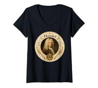 Women's George Frideric Handel Classical Composer Portrait V-Neck T-Shirt