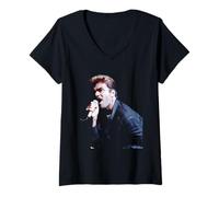 Womens George Michael Faith World Tour Father Figure London 1988 V-Neck T-Shirt